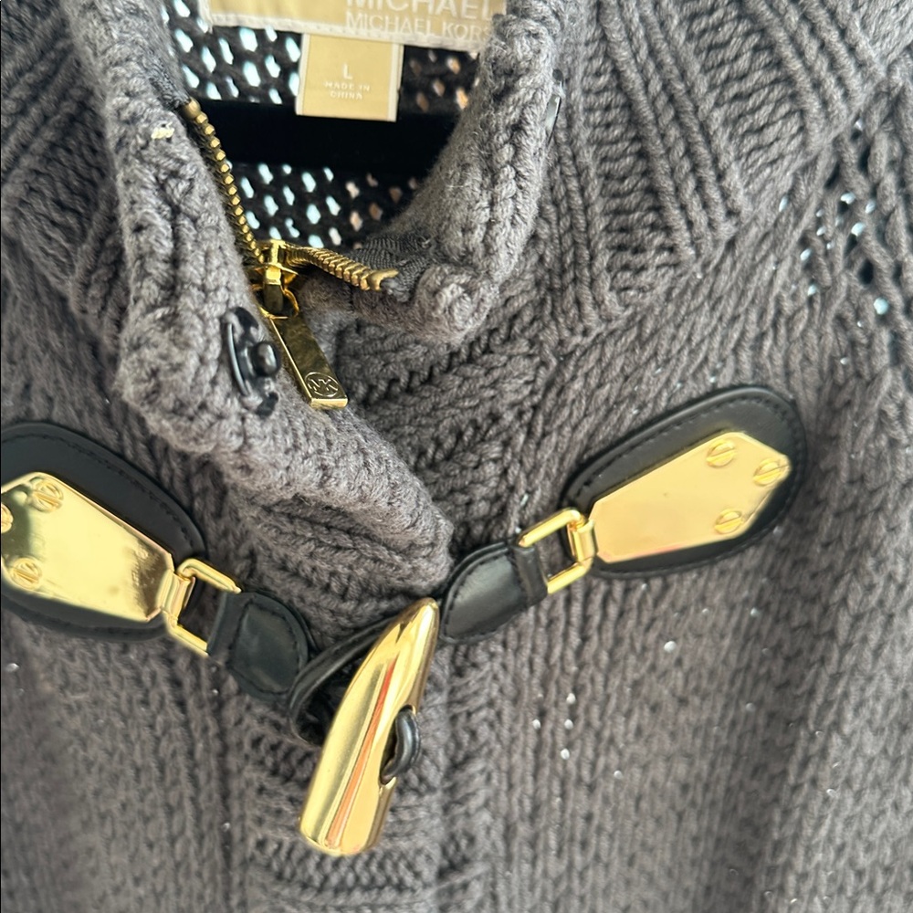MICHAEL KORS Dark gray zipper gold Toggle Cardigan - Picture 4 of 7